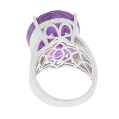 Purple Amethyst Sterling Silver Ring with Accent