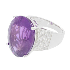 Purple Amethyst Sterling Silver Ring with Accent