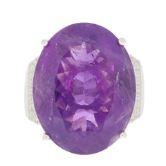Purple Amethyst Sterling Silver Ring with Accent