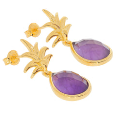 Pear Purple Amethyst Sterling Silver Earrings with Accent
