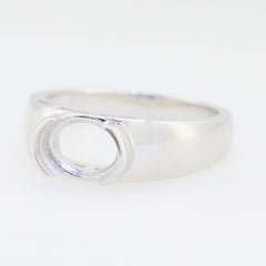 Sterling Silver Semi Mount Ring Setting Oval OV 9x7mm Bezel Set