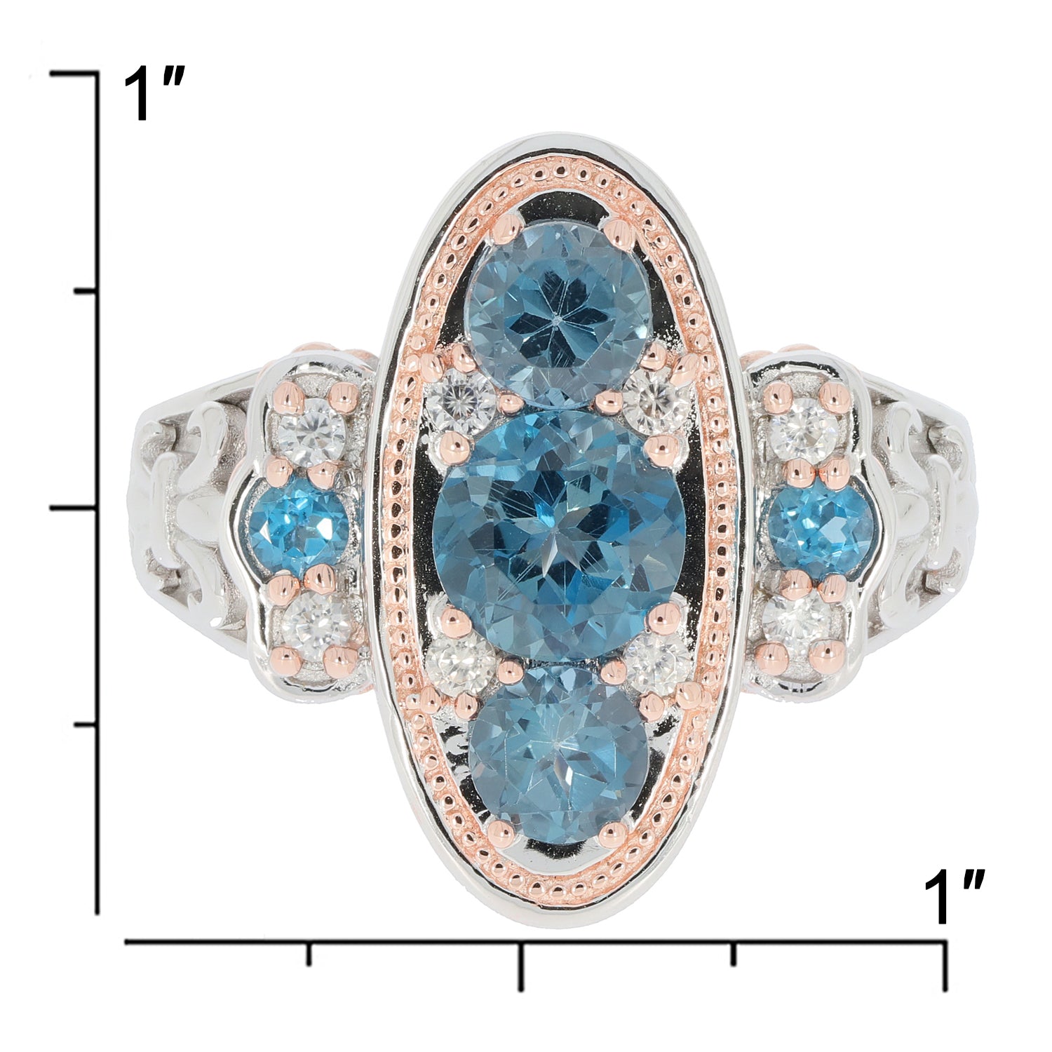 Blue London Topaz Sterling Silver Ring with Accent - JS Jewelry Design