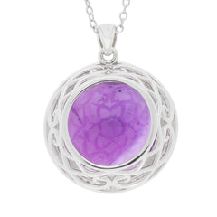 Round Purple Amethyst Sterling Silver Pendant with Accent