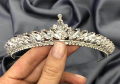 Sterling Silver Bridal Tiara with Ringstone
