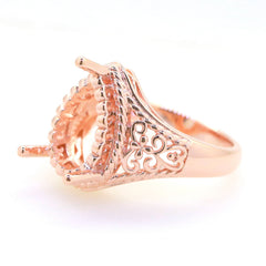 Art Deco Sterling Silver Semi Mount Ring Setting Pear PE 14x10mm