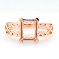 Art Deco Semi Mount Ring Setting OCT Emerald 10x8mm