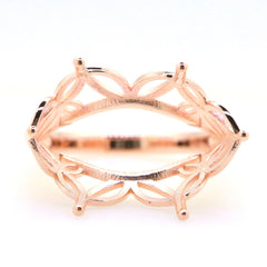 Art Deco Sterling Silver Semi Mount Ring Setting Marquise MQ 26x15mm