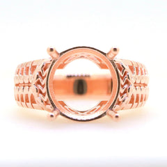 Art Deco Sterling Silver Semi Mount Ring Setting Round RD 13x13mm