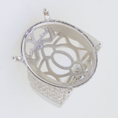 Sterling Silver Semi Mount Ring Setting Oval OV 23x18 Cocktail Ring Moissanite