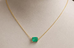 Sterling Silver Semi Mount Pendant Setting Emerald OCT 8.6 x 8.0 x 5.2mm with Adjustable Chain 18" to 20"