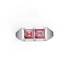 Men's Sterling Silver Semi Mount Ring Setting Princess SQ 4x4mm Two Stone Ring Toi et Moi