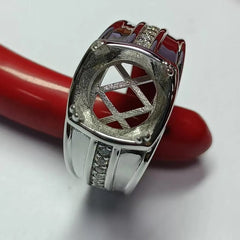 Custom Men's Sterling Silver Semi Mount Ring Setting Round RD 11x11mm Moissanite