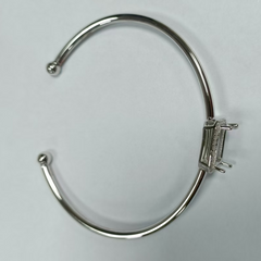 Sterling Silver Semi Mount Bangle Bracelet Setting Emerald OCT 12x10mm Halo with CVD Diamond