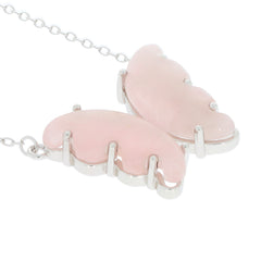 Elegant pink butterfly pendant in sterling silver, showcasing a stunning gemstone design for a luxurious look.