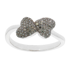 Elegant sterling silver ring with a sparkling gray diamond butterfly design, perfect for sophisticated jewelry collections.