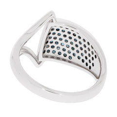 Elegant Blue Diamond Sterling Silver Ring featuring a unique design with sparkling accent stones.