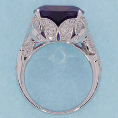 Elegant Purple Amethyst Sterling Silver Ring featuring sparkling accents, perfect for luxury jewelry collections.