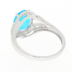 Elegant Blue Opal Sterling Silver Ring showcasing a vibrant gemstone and detailed design from the side.