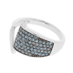 Blue diamond sterling silver ring featuring a unique design and sparkling gemstones, perfect for elegant style.