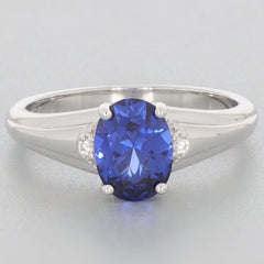 Blue Sapphire sterling silver ring with accent stones, showcasing elegance and luxury.