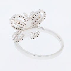 Elegant silver butterfly ring design with intricate detailing and polished finish.