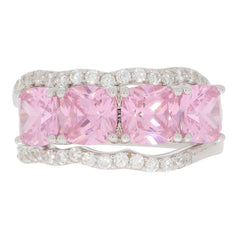 Beautiful pink sapphire and silver ring with sparkling accents, perfect for elegant styles and sophisticated collections.