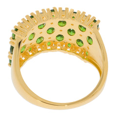 Green Chrome Diopside sterling silver ring showcasing intricate design and sparkling gemstones, perfect for elegant style.