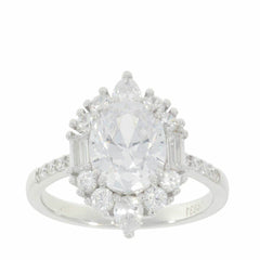 Sterliing Silver Semi Mount Ring Setting Oval OV 15.1 x 17.2 x 10.4mm with Moissanite Accents
