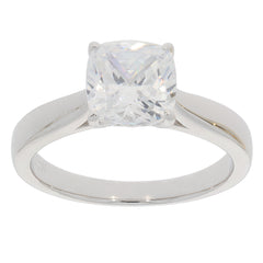 Elegant white Moissanite sterling silver ring with a sparkling gemstone, perfect for sophisticated style.