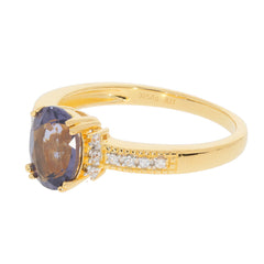 Elegant purple sapphire sterling silver ring with sparkling gem accents, perfect for adding sophistication to any collection.