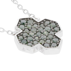Green diamond sterling silver necklace pendant showcasing a sparkling gemstone design, ideal for elegant style enhancements.