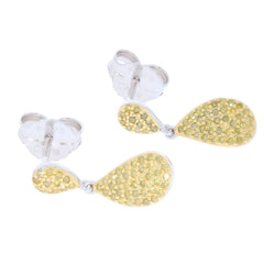 Elegant yellow gemstone sterling silver earrings, teardrop design, perfect for adding sparkle to any outfit.