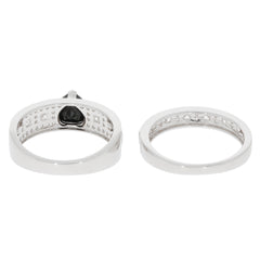 Heart black moissanite sterling silver ring showcasing a brilliant black gemstone, perfect for elegant occasions.