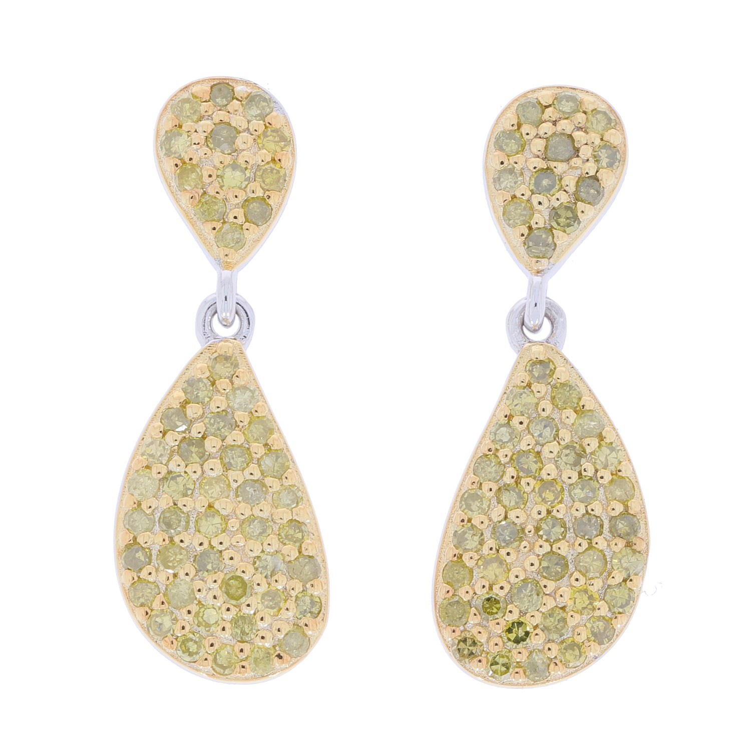 Elegant green diamond sterling silver earrings with sparkling gemstone accents, perfect for sophisticated style.