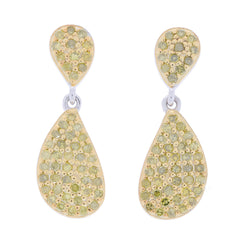 Elegant green diamond sterling silver earrings with sparkling gemstone accents, perfect for sophisticated style.