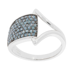 Blue diamond sterling silver ring with elegant design and sparkling accents, perfect for luxury jewelry collections.