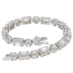 White Moissanite Sterling Silver Bracelet with sparkling gemstones, perfect for elegant style and luxury.