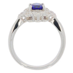 Blue Sapphire sterling silver ring with elegant design and sparkling gemstone, showcasing timeless elegance.