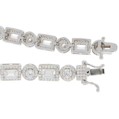 Elegant White Moissanite Sterling Silver Bracelet featuring sparkling accents and a sophisticated design.