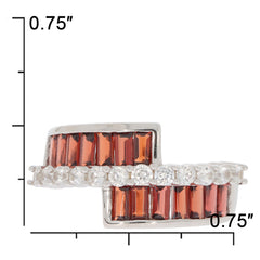 Emerald Red Garnet Sterling Silver Ring with Moissanite accents, showcasing unique design and elegance.