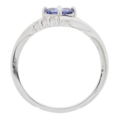 Blue Tanzanite sterling silver ring with accent, showcasing elegant design and sparkling gemstone.
