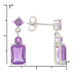 Elegant purple amethyst sterling silver earrings showcasing brilliant gemstones, perfect for sophisticated style.
