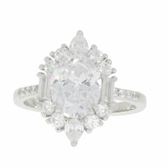 Sterliing Silver Semi Mount Ring Setting Oval OV 15.1 x 17.2 x 10.4mm with Moissanite Accents