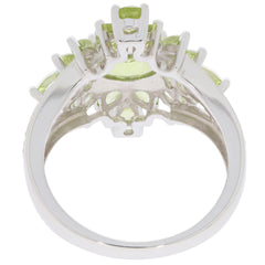 Elegant view of a Green Peridot Sterling Silver Ring showcasing the stunning gemstone and intricate setting.