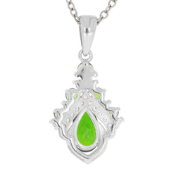 Green Chrome Diopside sterling silver pendant featuring a teardrop gemstone and elegant design, perfect for any sophisticated style.