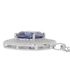 Blue Sapphire sterling silver pendant showcasing a sparkling gemstone, perfect for elegant style and sophistication.