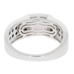 View of the interior design of a Cushion White Opal Sterling Silver Ring with Diamond accent.