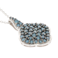 Blue diamond sterling silver pendant with sparkling gemstones, perfect for an elegant jewelry collection.