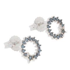 Blue diamond sterling silver earrings featuring a star design, perfect for adding elegance to any outfit.