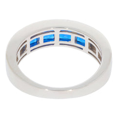 Blue Sapphire sterling silver ring with elegant design and accent stones for luxurious style.